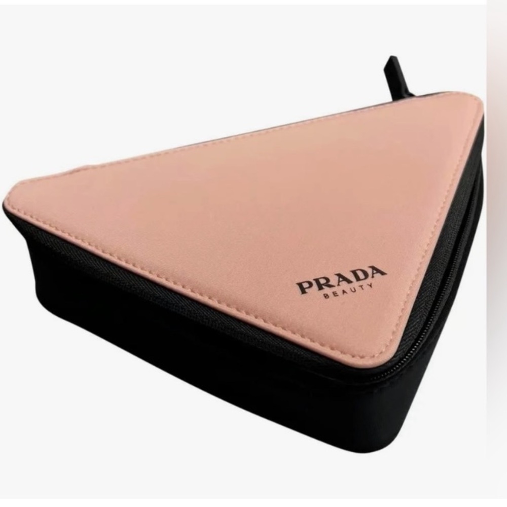 Prada Pink and Black Triangle Beauty Pouch - NWOT
